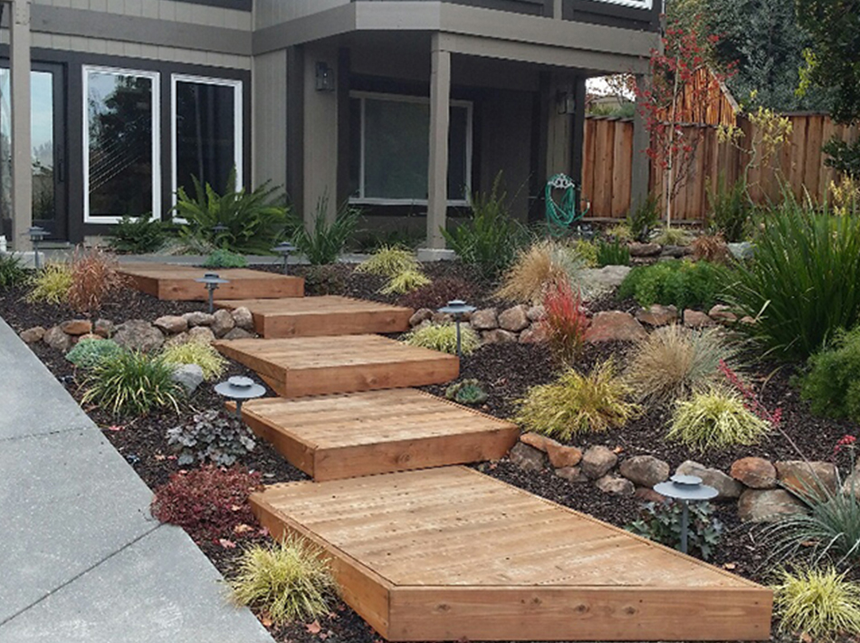 Custom wood entry deck and steps