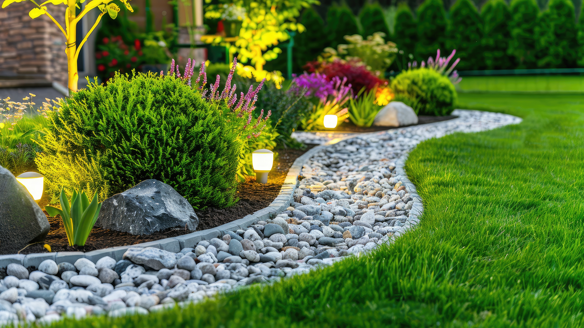 Completed outdoor landscape by Hansen Landscape Contractor